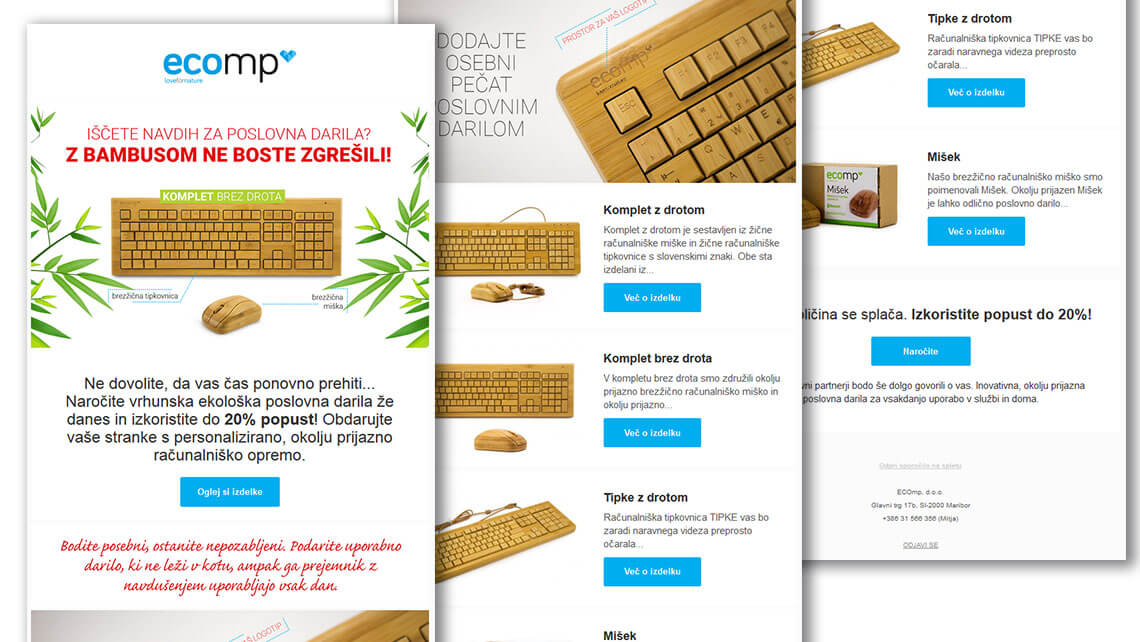 Grafično oblikovanje in priprava vsebine za newsletter - Ecomp d.o.o.