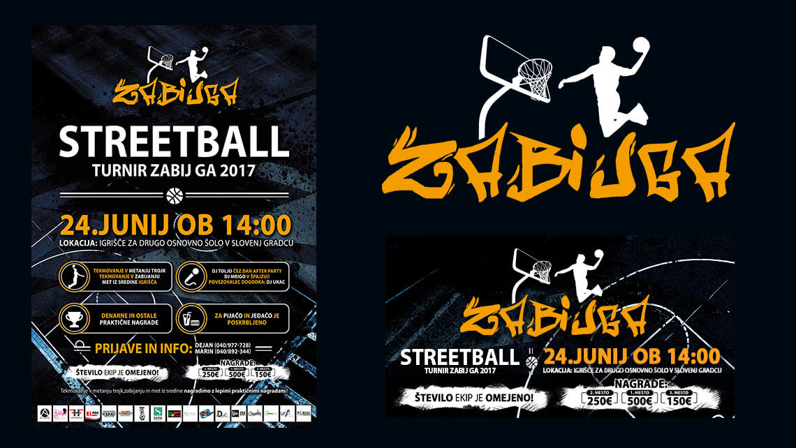 Grafično oblikovanje plakata za Streetball event Zabij ga - Slovenj Gradec
